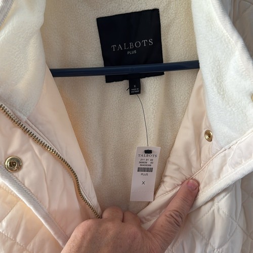 Talbots Cream Quilted Vest/gold Zipper/snaps Size X, New With Tags - Picture 5 of 9