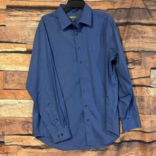 Kenneth Cole Reaction Mens XL Blue Micro Pattern Slim Fit Wrinkle Free Shirt