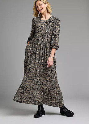 FREEMANS Zebra Print Tiered Maxi Dress Plus UK 22 (fm181-3)