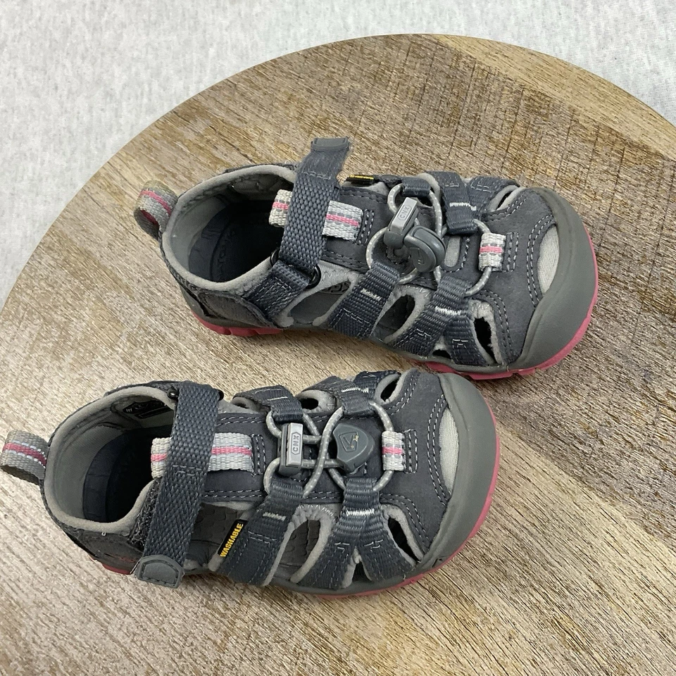 Sandalias Keen Seacamp Niño Bebé’s 8 Gancho y Lazo Clásico Agua Zapatos Gris Rosa Foto 4 de 4