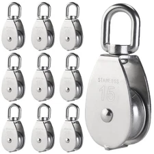 10 PCS 304 Stainless Steel M15 Silver Single Pulley Block, Wire Rope Wheel