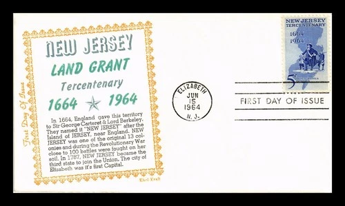 US COVER NEW JERSEY TERCENTENARY FIRST DAY ISSUE SCOTT 1247 KHOL KRAFT