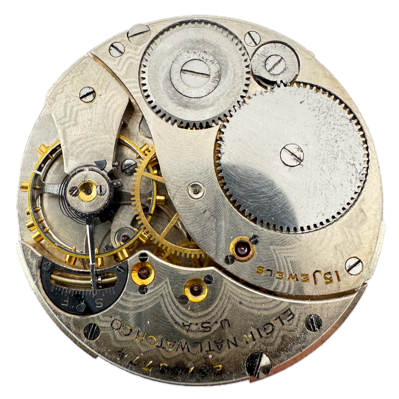 1924 Elgin 15 Jewel Mechanical Pocket Watch Movement Antique 12s 315 USA