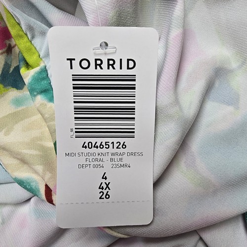 Torrid 4 4X 26 Dress Midi Studio Knit Wrap Dress Floral Strappy Stretch NWT - Picture 11 of 13