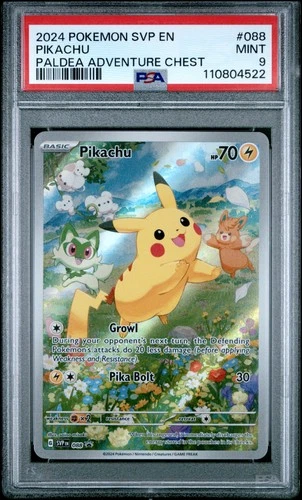 2024 POKEMON SVP EN-SV BLACK STAR PROMO PALDEA ADVENTURE CHEST PIKACHU PSA 9