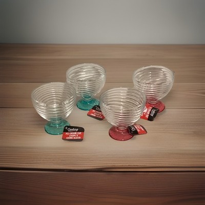 Lot of 4 Cooking Concepts  Glass Ice Cream Cups  ,   Made in Canada ,    New