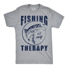 Mens Funny T Shirts Fishing Is My Therapy Sarcastic Fish Graphic Novelty Tee for