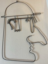 Rustic Unique Wired Wall Art, Man with hat. Baseball. sports modern art Wire