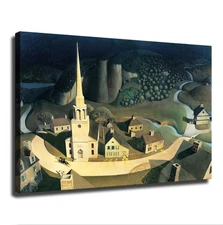 The Midnight Ride of Paul Revere By Grant Wood Poster Canvas Print Wall Art