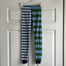 Hanna Andersson White Green Blue Stripe Organic Cotton Pajama Pants 8 Soft Comfy