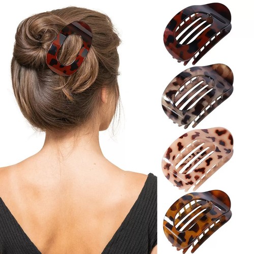 1/4PCS Flat Hair Clips for Thick Thin Hair, Round Lay Down Claw Clips for Women - Picture 2 of 34