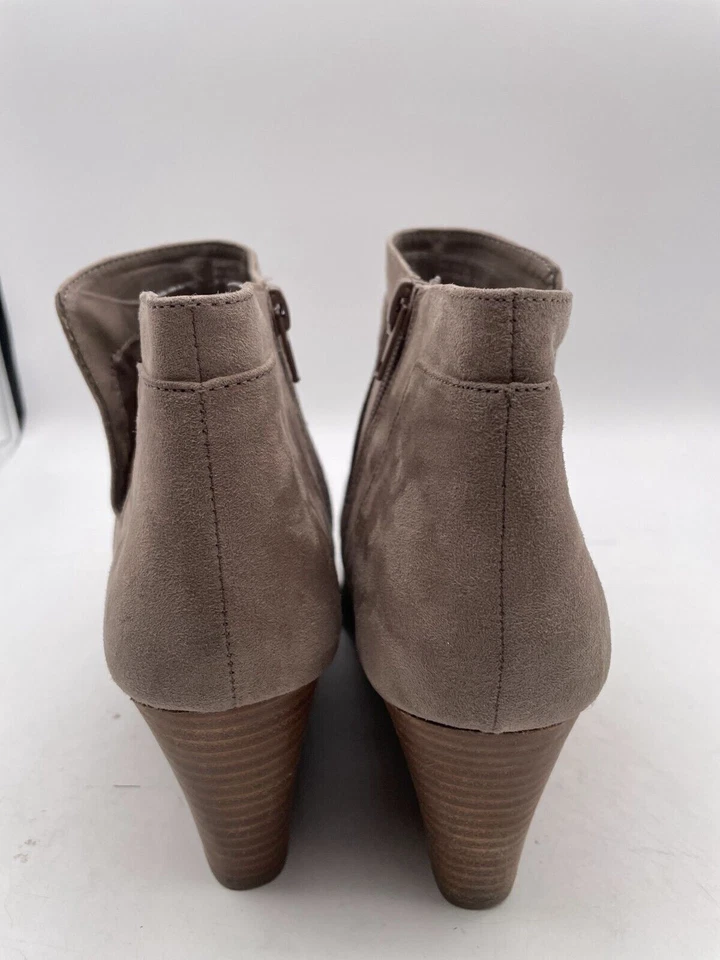 Botín de cuña Madden Girl Greteel para mujer talla 9 cuero tostado cremallera lateral al tobillo Foto 3 de 4