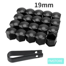 20x BOLT COVERS 19MM CAR WHEEL CAPS ABS BLACK UNIVERSAL NUT COVERS