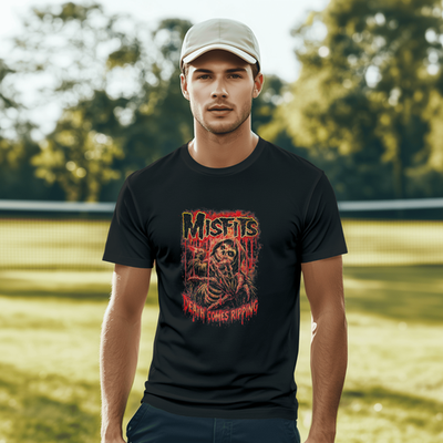 Misfits Death Comes Ripping Skeleton T Shirt Black Gildan XL L M