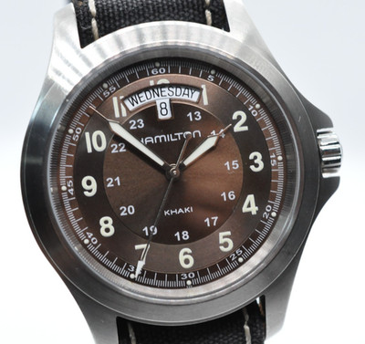 Hamilton Khaki King H644510 Quartz Day Date Brown Dial Mens Watch Made in Swiss