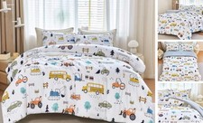 Construction Twin Comforter Set for Boys 3-Piece Teen Kids Bedding Reversible