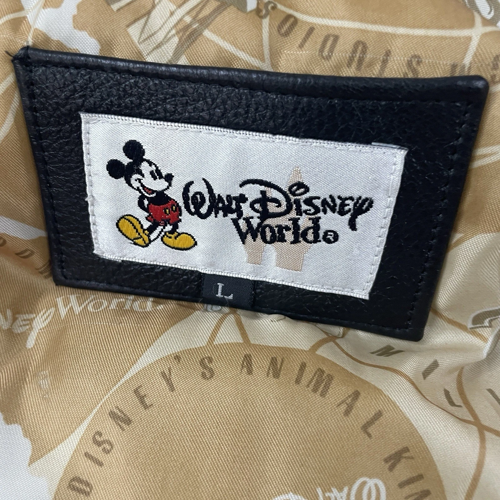 Vintage 2000 Walt Disney World Leather Varsity Bomber Jacket Member Patches Sz L - product detail image 9