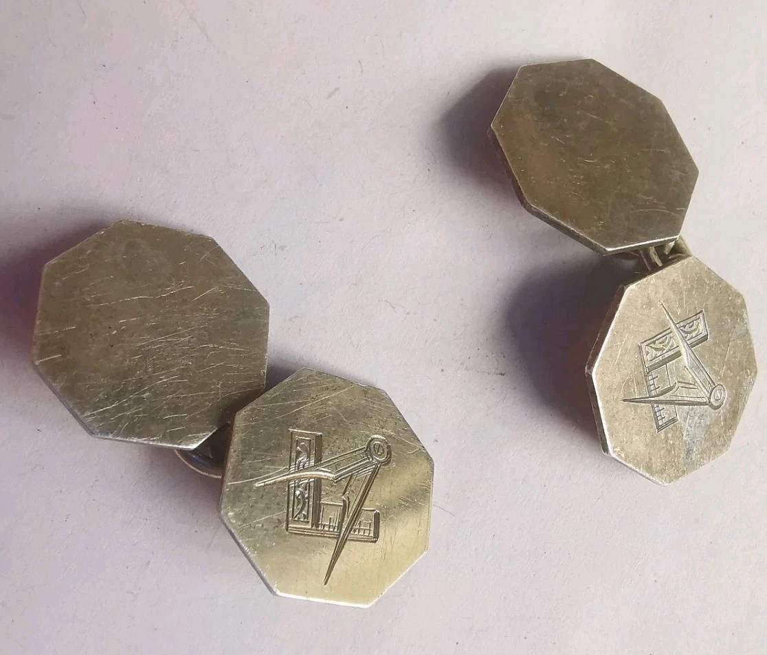 ANTIQUE MASONIC MARKED SOLID STERLING SILVER SQUA… - image 4