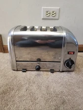 Dualit 4 Slice Toaster Bagel Model 84US Silver Chrome Made In England READ