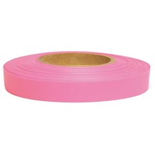 Flagging Tape, No Legend, Fluorescent Pink, 1/2 In Wide X 150 Ft Length, Vinyl,