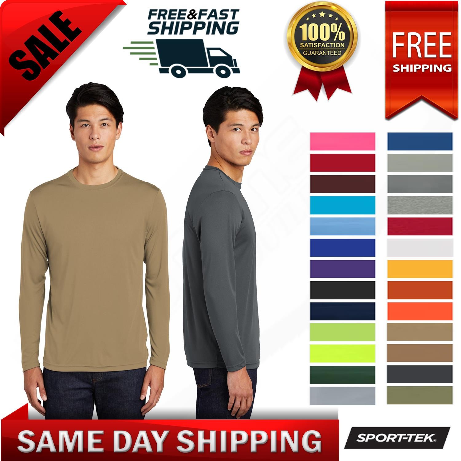Sport-Tek Mens Long Sleeve Moisture Wicking Dri-Fit Competitor T-Shirt ST350LS