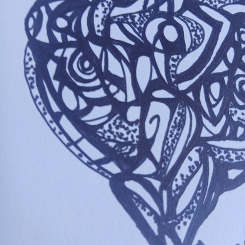 Free Ship Original Abstrsct Surreal Drawing Sharpie Marker 8 1/2 X 11 Dark Art - Picture 9 of 15