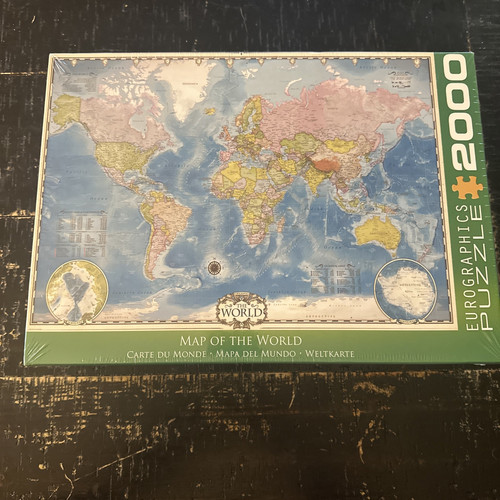 Eurographics Map of the World with Poles 2000 Piece Jigsaw Puzzle New Sealed