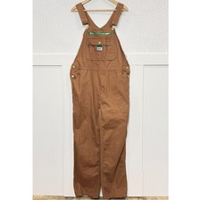 Liberty Duck Bib Overalls Mens 38 x 32 Brown Canvas Utility Workwear Carpenter