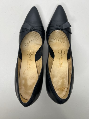 Vintage Socialites A Red Cross Shoe Black Leather Heels Size 7 AA - Picture 6 of 10