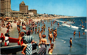Details about  / Sun Bathers And Swimmers At Bathing Beach  Rim O/' World Lakes,CA  Vtg Postcard