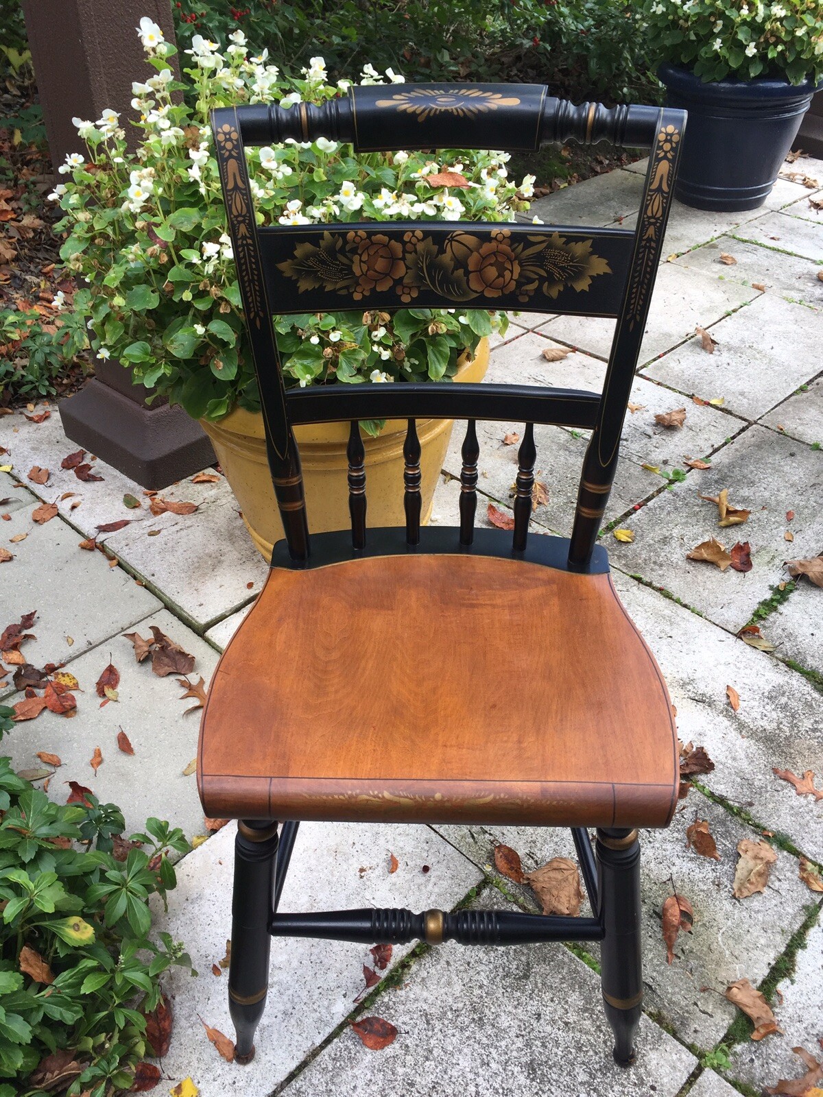 L. HITCHCOCK BLACK HARVEST STENCILED CHAIR L. Hitchcock Hitchcocks