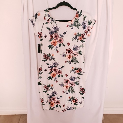No Boundaries White Floral Stretchy Short Sleeve Youth Dress Size L (11-13) - Picture 11 of 14