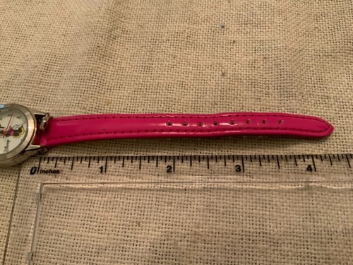 Disney Minnie Mouse wrist watch pink leather belt heart charm barbiecore as Is - Picture 5 of 6