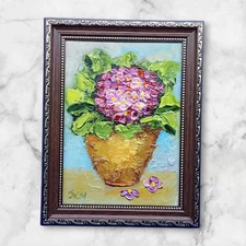 Geranium 3D Original Painting Semi-Abstract Art Flowers Handmade Wall Art OOAK