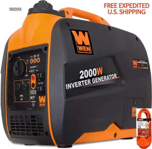 WEN 2000 WATT Portable Generator Ultra Quiet W/ 25ft. Cord 3 Way Tap PLUG & PLAY