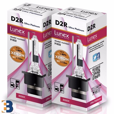 2 x D2R Genuine LUNEX  P32d-3 35W Original 8000K XENON BULB Ultra Platinum +50%