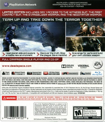 Dead Space 3 Limited Edition (Sony PlayStation 3, 2013) - Brandneu - Bild 3 von 3