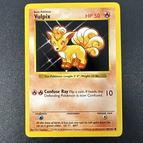 1999 Vintage WOTC Pokemon Base Set SHADOWLESS Vulpix #68/102 - LP