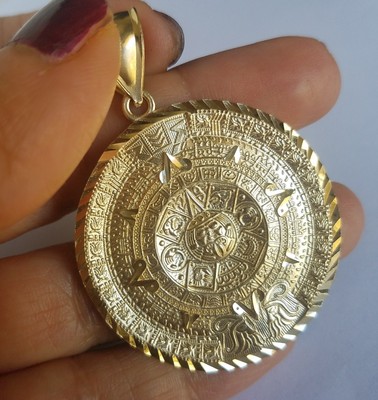 Big Real 14k Yellow Gold Aztec sun 