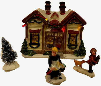 Victoria Falls House Porcelain Lighted LED Series Christmas Village Vintage Work