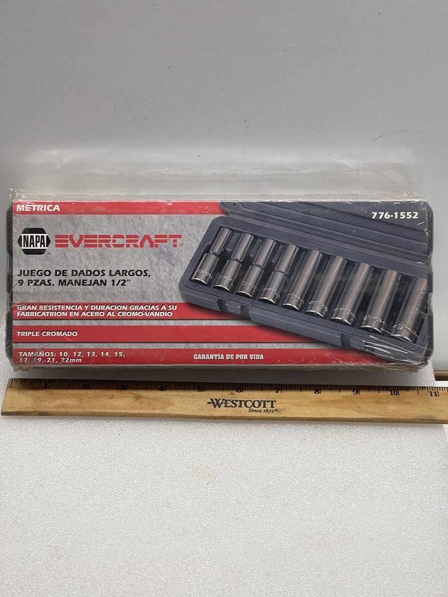 NAPA EVERCRAFT 1/2”DR. 9-PC Metric Deep Socket Set (#776