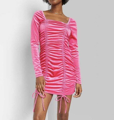 Y2K Style Pink Velvet Bodycon Dress 