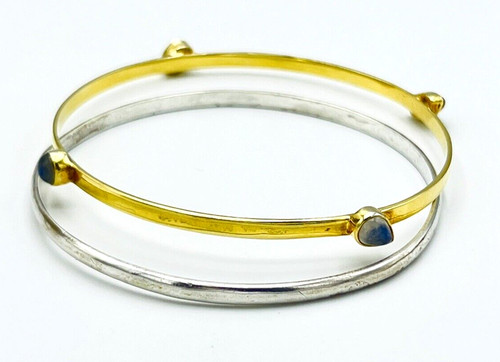 Two Vintage Sterling Silver Slim Bangle Bracelets