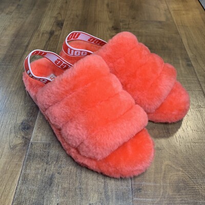 UGG Australia Women's Fluff Yeah Slide Slipper 1095119 Red Currant Size 7 NEW