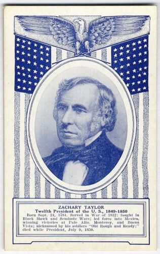 Zachary Taylor U.S. President RARE ARCADE Card 1920's American Flag