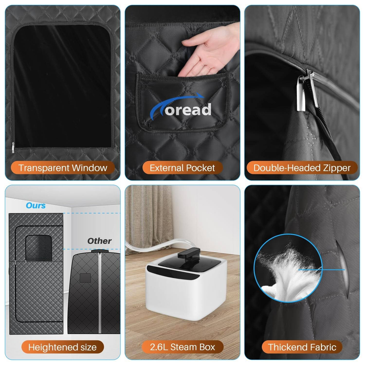 TOREAD Portable Steam Sauna for Home, Full Size Sauna Box, 2.6L 1000W