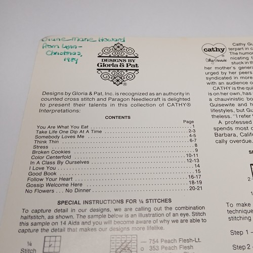 VTG 1984 Cathy Counted Cross Stitch Book #5095 Designs By Gloria & Pat Read Full - Picture 2 of 5