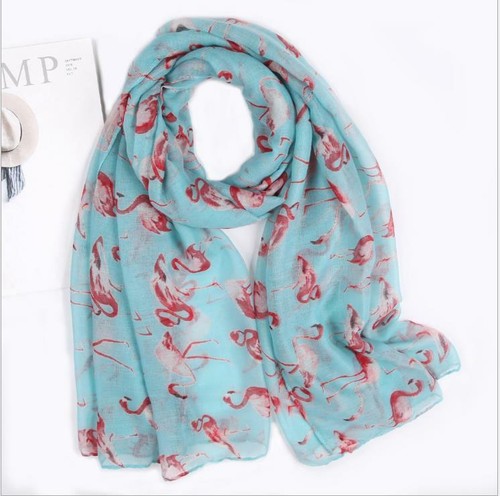 Women Ladies Long Flamingo Pattern Print Shawl Scarf Warp Stole - Picture 5 of 8