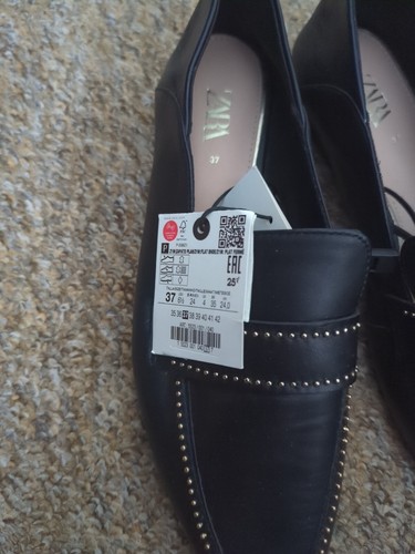 Zara Black Soft Leather Loafers With Studs Size 37/uk 4 - Picture 3 of 4