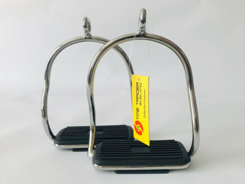 DOUBLE BENT LEG SAFETY BENDY SHAPE ICELANDIC STYLE STIRRUPS LIGHT WEIGHT S/STEEL - Picture 2 of 14